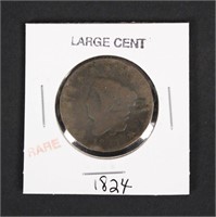 1824 Matron Head Large Cent Coin