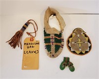 Old Plains Indian Beadwork Medicine Bag & More