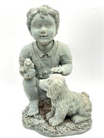Boy and Dog Lawn Figure 11” - Head has crack and