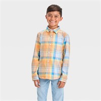 (S) Boys' Long Sleeve Plaid Button-Down Shirt
