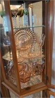 Depression era glassware, cabinet not included