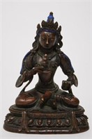 Tibetan Patinated Bronze Buddha in Vitarka Mudra