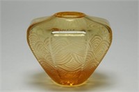 Lalique Gold Crystal Octagonal "Waves" Vase