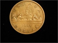 Monnaie Canadienne pièce $1 1963 en argent
