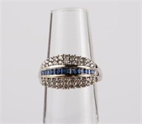 14K White Gold, Diamond & Sapphire Ring.