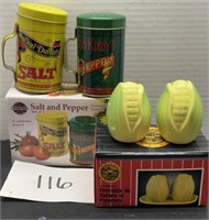 (2) sets vintage salt & pepper shakers in box
