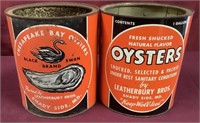 Pair Of 1 Gallon Oyster Cans From Leatherbury