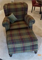 Wesley Hall Tartan Plaid Chair w/Ottoman