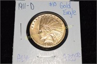 US 1911-D $10 INDIAN HEAD GOLD EAGLE AU+ QUALITY