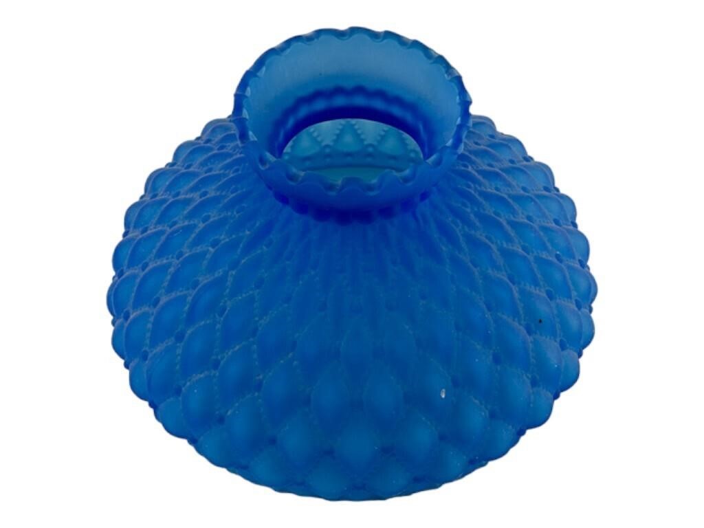 Vintage Quilted Blue Satin Glass Lamp Shade