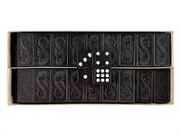 (54) Vintage Wooden Double Nine Dragon Dominoes