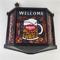 VINTAGE PLASTIC GENESEE BEER STAINED GLASS LIGHT