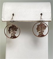 Silver Mercury Dime Earrings 3 Grams (Unique)