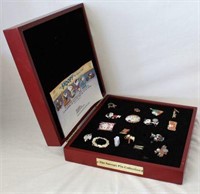 Snoopy Pin Collection w/ Wooden Box