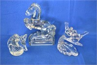 3 Pc Glass Animal Statues