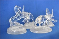 4 Pc Glass Animal Statues