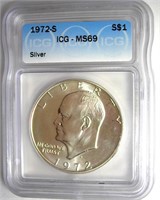 1972-S Silver Ike ICG MS69 LISTS $3400