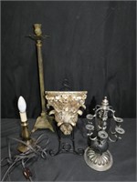 Antique Candle Sticks, Sconce & Shelf