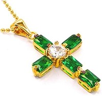 18k Goldpl Radiant Cut 3.84ct Emerald Necklace