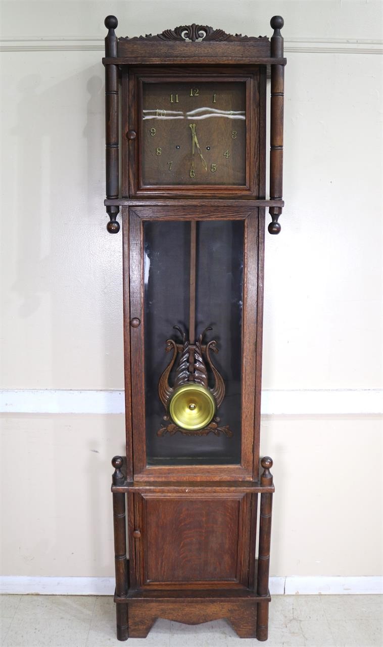 C. 1910 Arts & Crafts Oak Grandfather Clock
