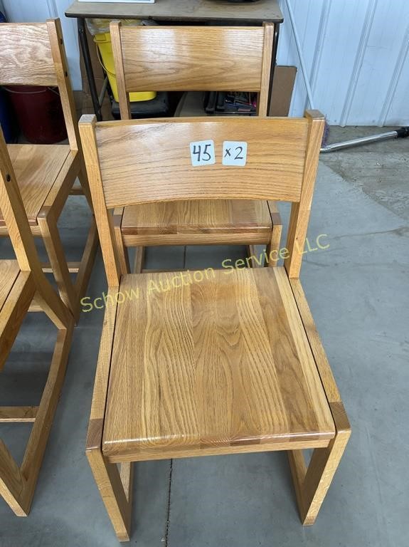 (2) oak rock back base chairs, selling 2X the $.