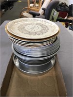 glass plates and pie tins and cake pans
