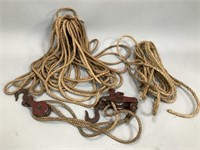 Vintage Rope with Metal Pulleys
