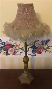 TALL SKINNY LAMP FEATHER SHADE