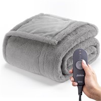 FM3011  Sunbeam Electric Throw Blanket Grey Faux