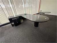 Timber L Shaped Desk, Pedestal & 4 Door Credenza