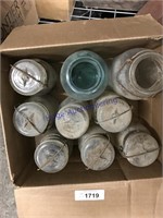 OLD CANNING JARS, SOME W/ BALES AND GLASS LIDS