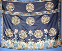 CHINESE BLUE GROUND SILK EMBROIDERED TEXTILE