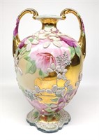 Nippon Moriage Floral Rose & Gold Vase