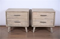 Mid Century Modern Style Nightstands - Washed Wood