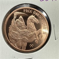 1OZ COPPER BULLION ROUND PALE HORSE DEATH