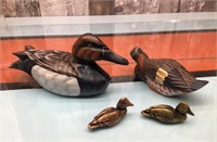 Collection of wood, soapstone & metal ducks