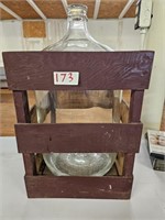 Antique 5 gal Glass Jug in Crate