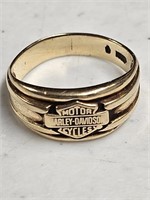 MAN'S HARLEY GOLD RING - IN MARKED