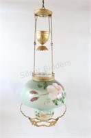 Victorian Parlor Brass Hanging Oil Lamp