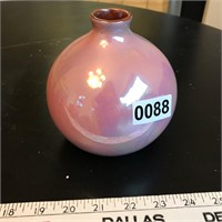 Iridescent pink glazed ceramic vase