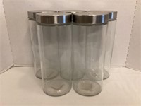 Five Glass Organizing Canisters with Metal Lids