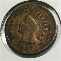 1907 US Indian Head Penny Coin