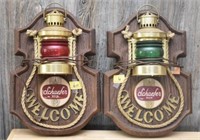 PAIR SCHAEFER BEER WELCOME SIGNS - LIGHTED