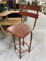 Red Swivel Stool - Metal And Wood