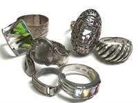 Group of 6 Vintage Sterling Rings