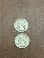 Two Silver Quarters; 1942s & 1954d