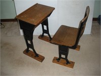 Vintage School Desk & Chair  18x12x26