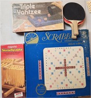 4 pc VTG Game Lot Scrabble & More Ping Pong Paddle