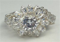 Beautiful Sterling White Sapphire Dinner Ring