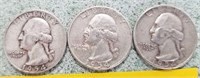 3 1954 Silver Quarters